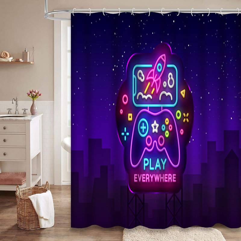 Rideau de douche moderne avec 12 crochets, L 72 po x l 78 po