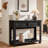 Farmhouse 46" Console Table with 2 Drawers, Rustic Wood 2 Tier Entryway Table with Open Storage Shelf for Entry, Large Mid-Century Vintage Sofa Tables Behind Couch for Living Room (Black)-1228028827