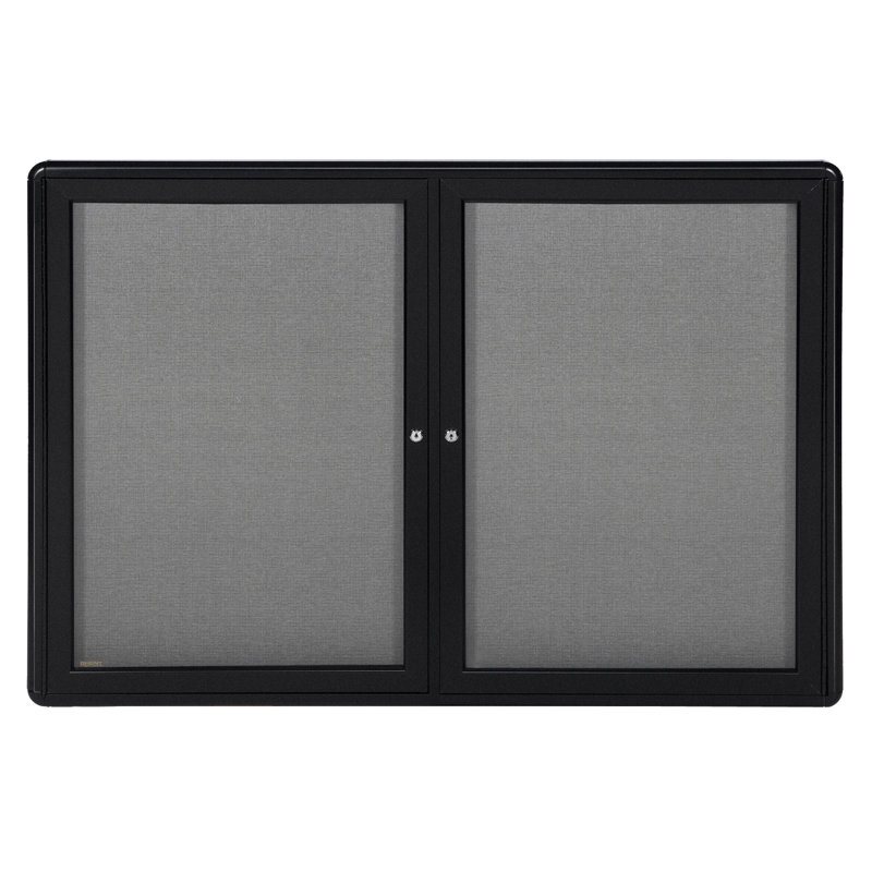Babillard fermé 2 portes Ovation, 2 pi 10 po x 3 pi 11 po , Gris, Noir