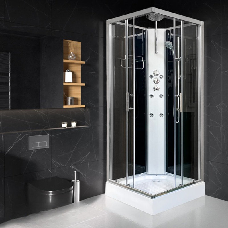 Vidalux Pure Square Hydro Shower, 230cm H x 90cm W x 90cm D, Black