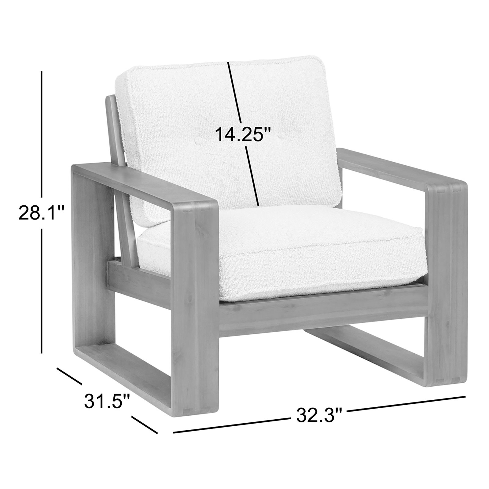 Nolani Upholstered Accent Chair, Acacia/Boucle Polyester