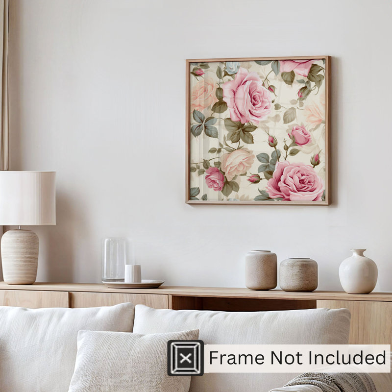 «Floral Rose Flowers VI», reproduction d'art non encadrée, H 20 po x l 20 po