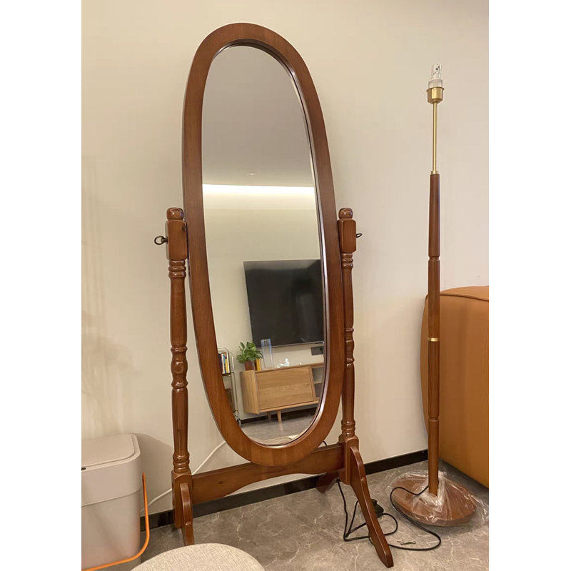 Cadre rétro en bois massif de style américain avec miroir pleine longueur