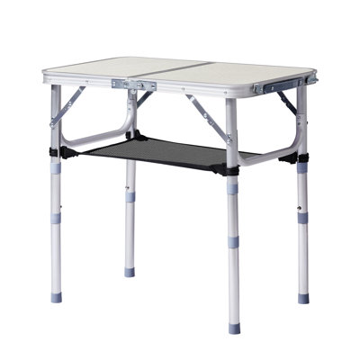 Table de camping pliante pour l'extérieur, table de pique-nique portable avec 3 hauteurs réglables, petite table d'appoint de patio pliable en aluminium avec poignée de transport pour la randonnée en plein air