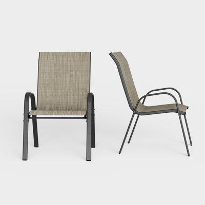 Ortonville 24"W Outdoor Stackable Dining Chairs, Densy PVC-Coated Polyester Chairs