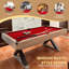 Table de billard 7 pi avec 2 baguettes de billard, boules de billard et accessoires, pieds en X, tissu noir, gris rustique, 84 po x 46,5 po x 32,7 po