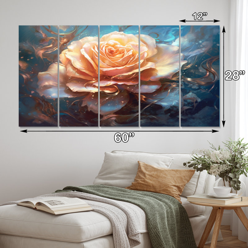 Ensemble de reproductions d'art mural en métal Coral Blue Rose Reveries - Roses