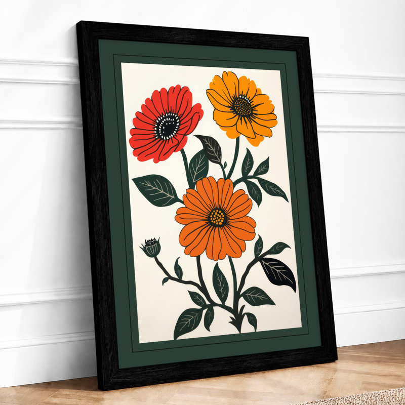 Daisy Study Botanical - Framed Print, Black, A3 - 42.0 x 29.7 cm