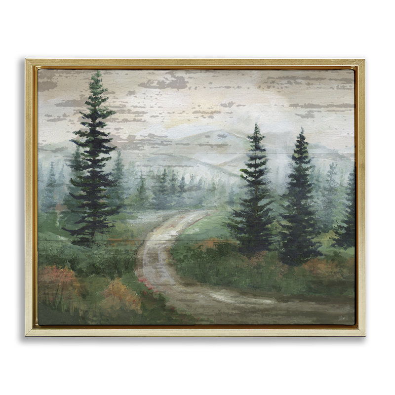 «Path Through Wilderness», art mural encadré flottant gris par Nan, Cadre flottant métallique doré, H 25 po x l 31 po