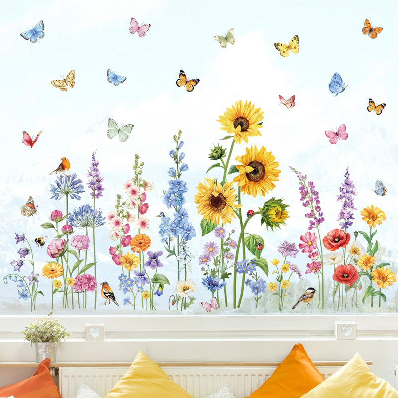 Spring Summer Garden Flower Double Sided Window Clings