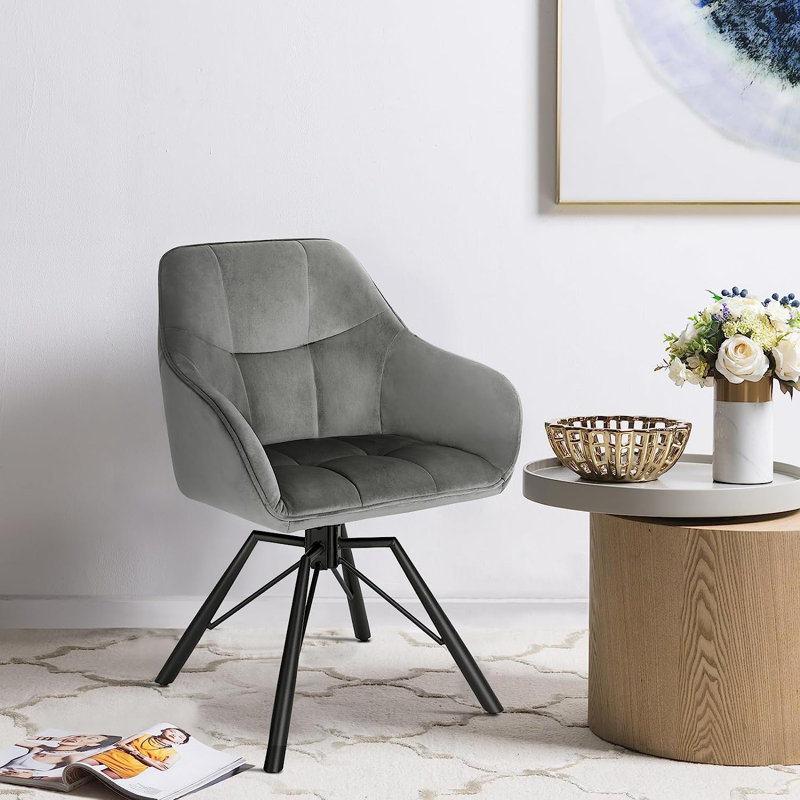 Alliene 48cm H Velvet Upholstered Armchair, Grey, 2