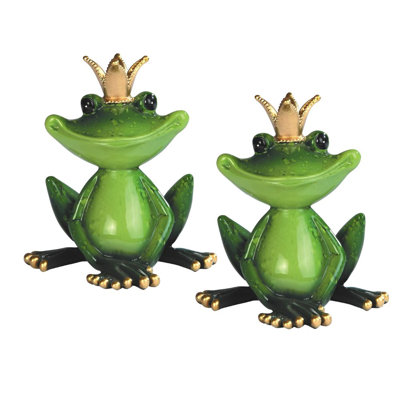 «2-PC Set» ICE ARMOUR 4 po, statue de grenouille avec grenouille et couronne, figurine d'animal amusant