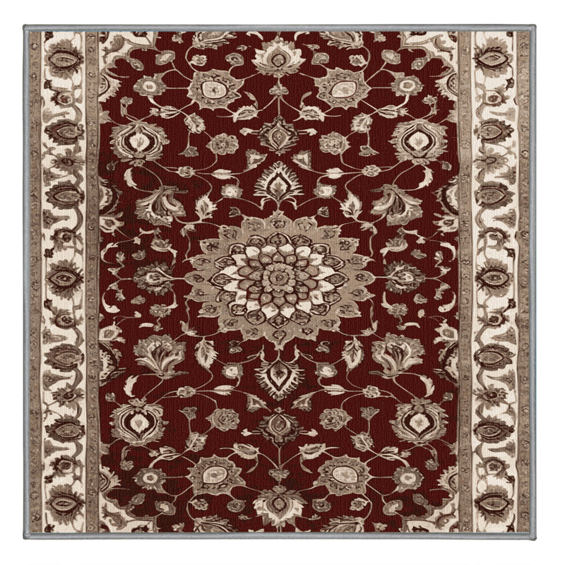 Tapis persan gris lavable à la machine, Carré 4 pi