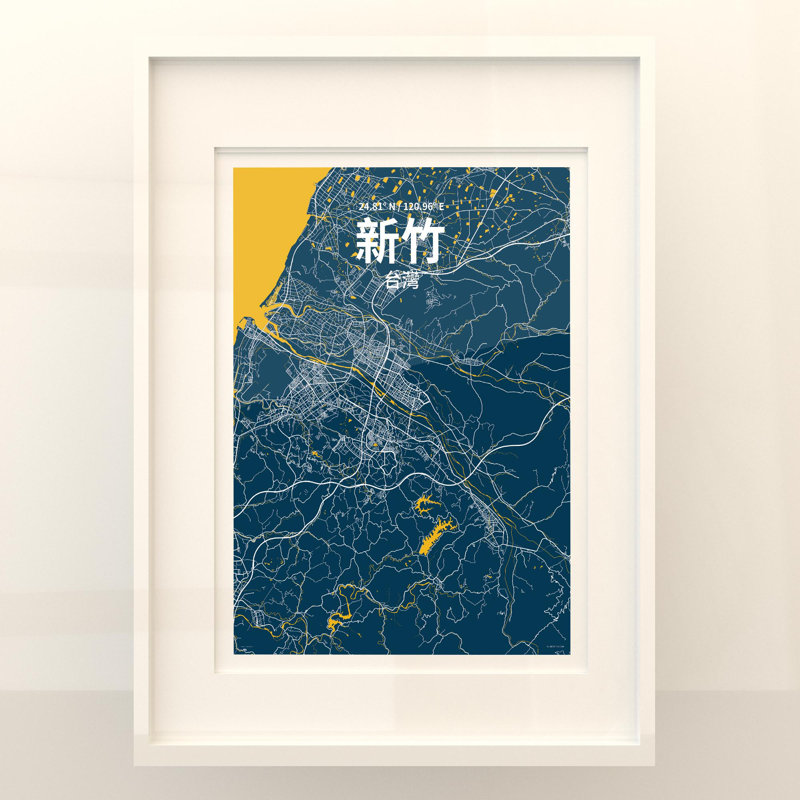 Hsinchu (chinois traditionnel), impression sur toile tendue, Bleu / jaune