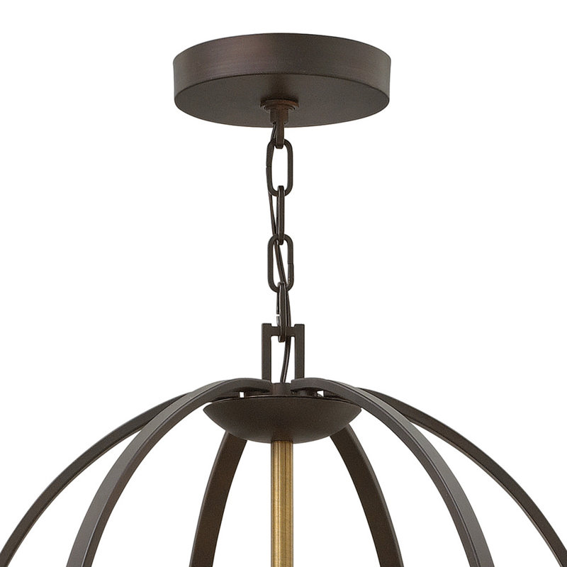 Lustre sphérique unique à 6 lumières Euclid, Bronze espagnol