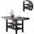 1Pc Cunter Height Dining Table Dark Coffee Finish Kitchen Breakfast Dining Room Furniture Table W 2X Storage Shelve Rubber Wood