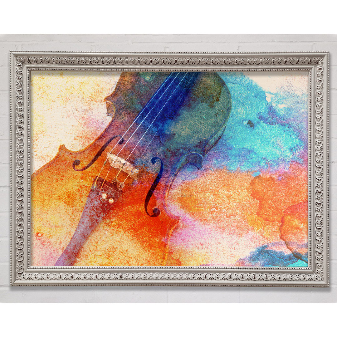 Aquarell Splash Violine - Einzelner Bilderrahmen Kunstdrucke