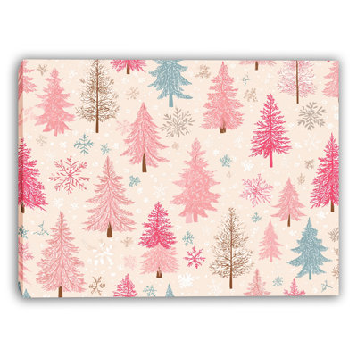 «Pink Woodland Snow», art mural sur toile tendue