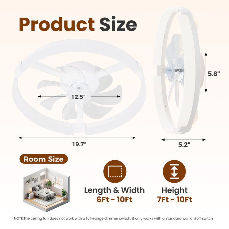 Ventilateur de plafond 19,7 po, Clear, Brown