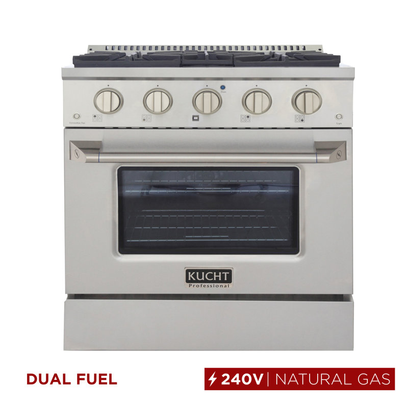 Kucht 30'' W Free Standing Range, Stainless Steel, Natural Gas
