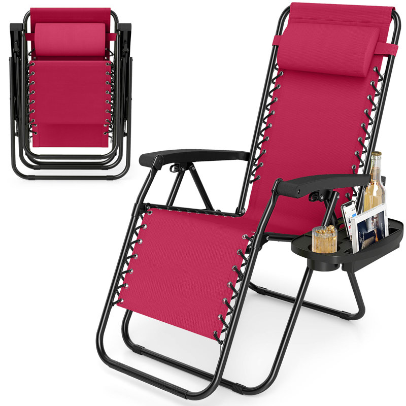 Romero Outdoor Metal Chaise Lounge Set, Wine, 1