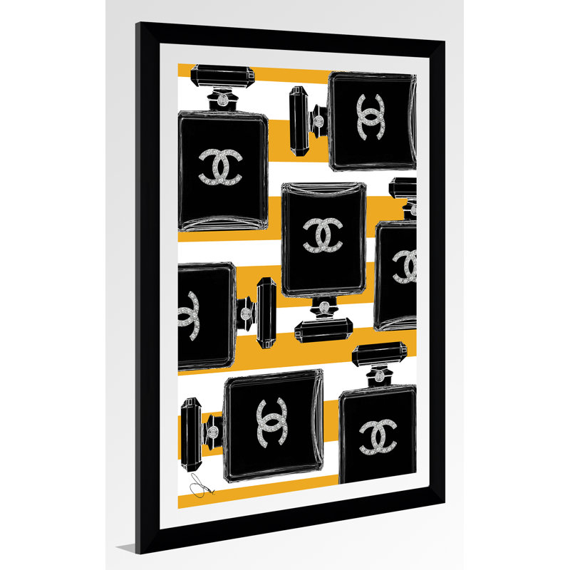 «CC Allover Yellow», impression, H 39,5 po x l 27,5 po x P 0,75 po, Acrylique avec cadre noir