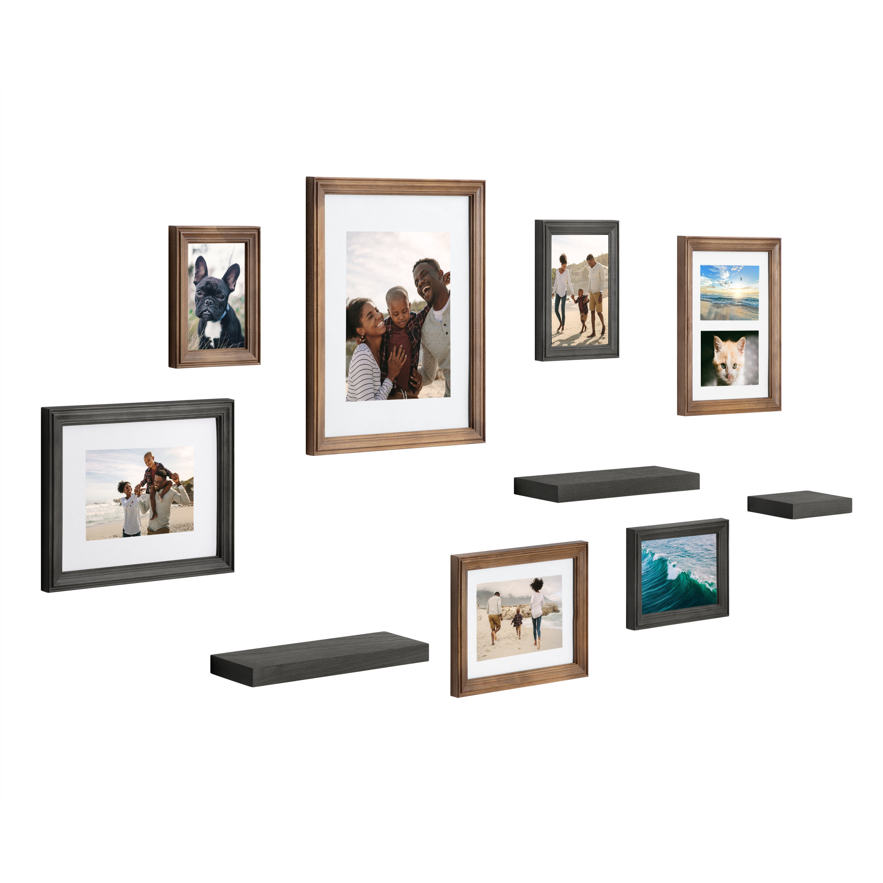 Americanflat 10 Piece Gold Picture Frames Collage Wall Decor - Gallery Wall  Frame Set with Two 8x10, Four 5x7, and Four 4x6 Frames, Shatter Resistant