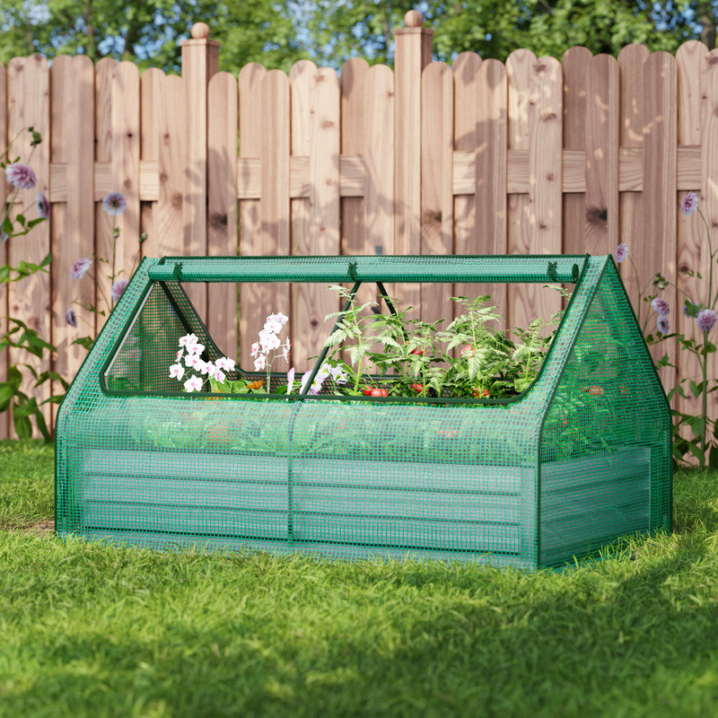 Lit de jardin surélevé galvanisé avec couvercle, jardinière en métal
