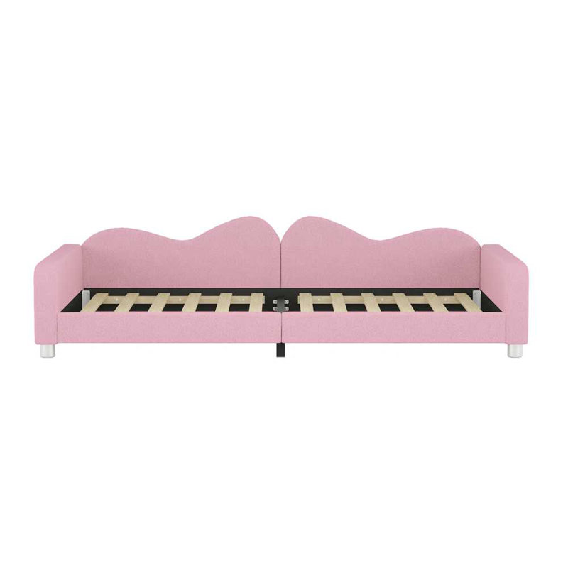 Upholstered Daybed, Sherpa Fabric Sofabed With Cloud-Shaped Backrest, Twin, Pink