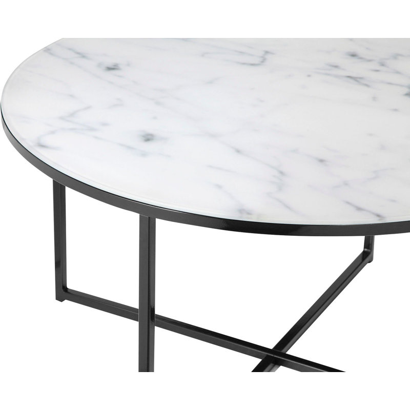 Irvington Cross Legs Coffee Table, White, Black