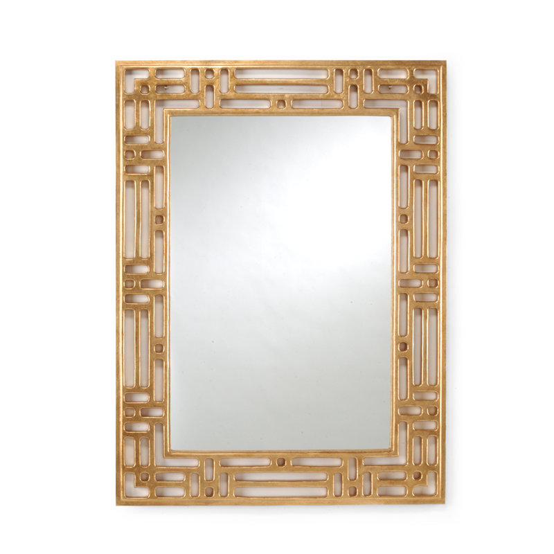 Pierced Flat Metal Wall Mirror, Gold