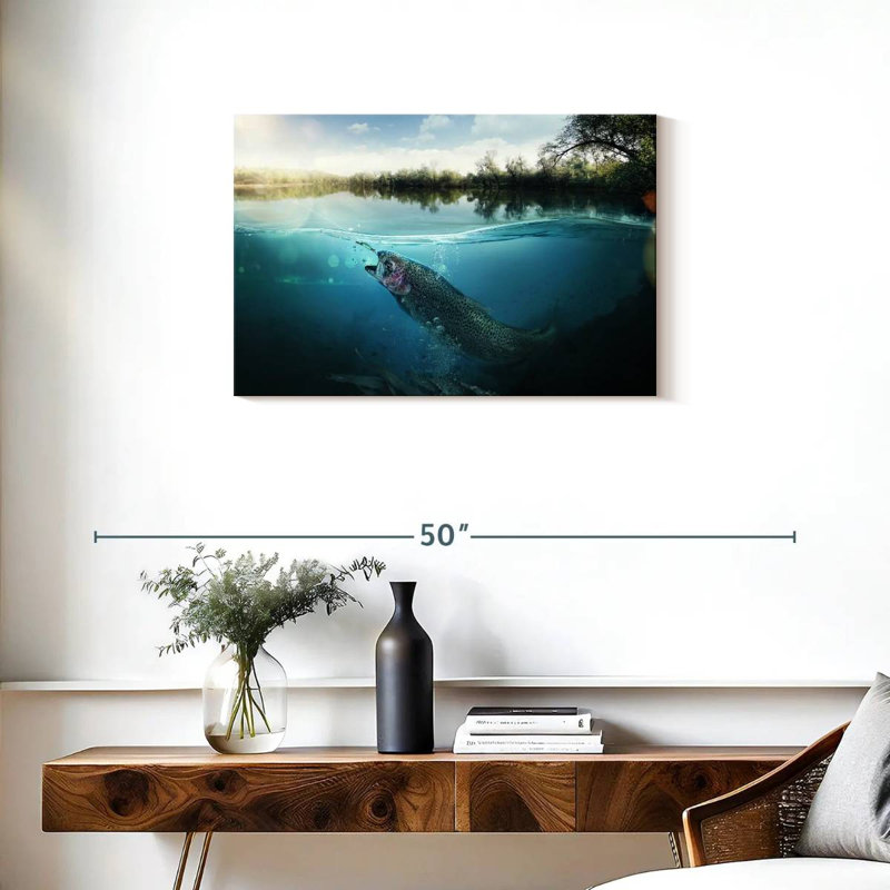 Fishing Underwater Scene, 20" H x 30" W