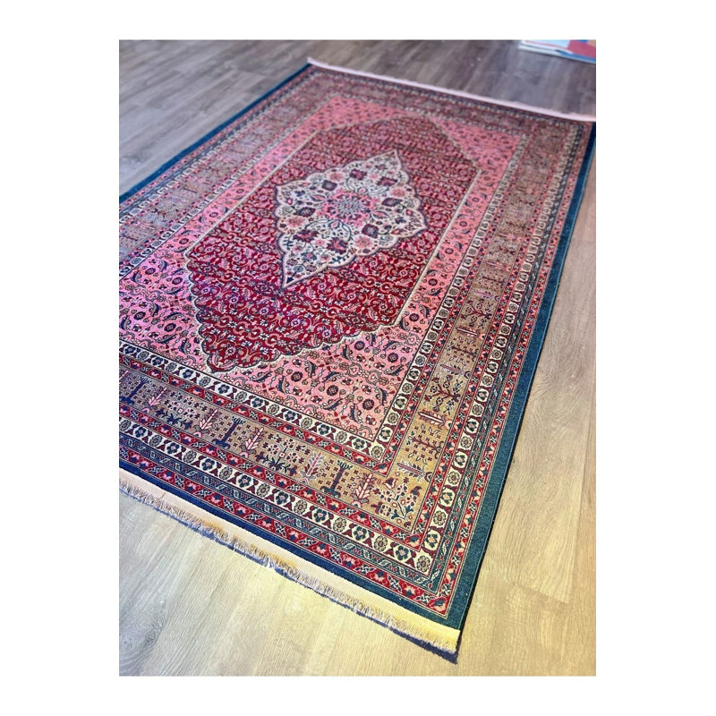 Tapis rétro multicolore délavé à la machine, Sous-tapis rectangulaire 3 pi 11 po x 5 pi 11 po i