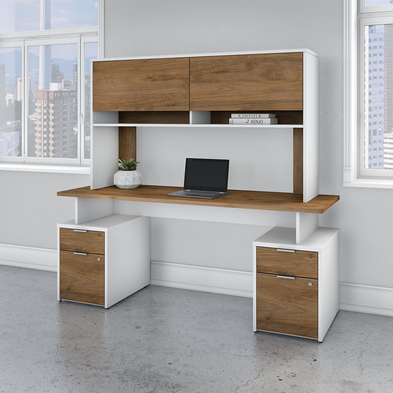 Bureau Jamestown, H 29,65 po x l 71,02 po x P 23,66 po, Noyer frais / blanc