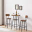 Ensemble de tabourets de bar ronds rustiques brun avec dossier et tablettes de 23,6 po de diamètre x H 35,4 po | Idée de cadeau