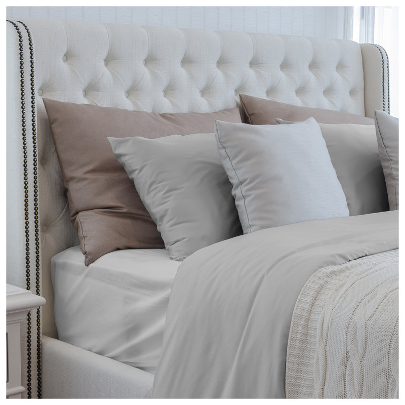 Luxuriously Soft 100% Viscose Derived from Bamboo 5-Piece Sheet Set, Oeko-TEX Certified, Split King - Light Gray, Gray