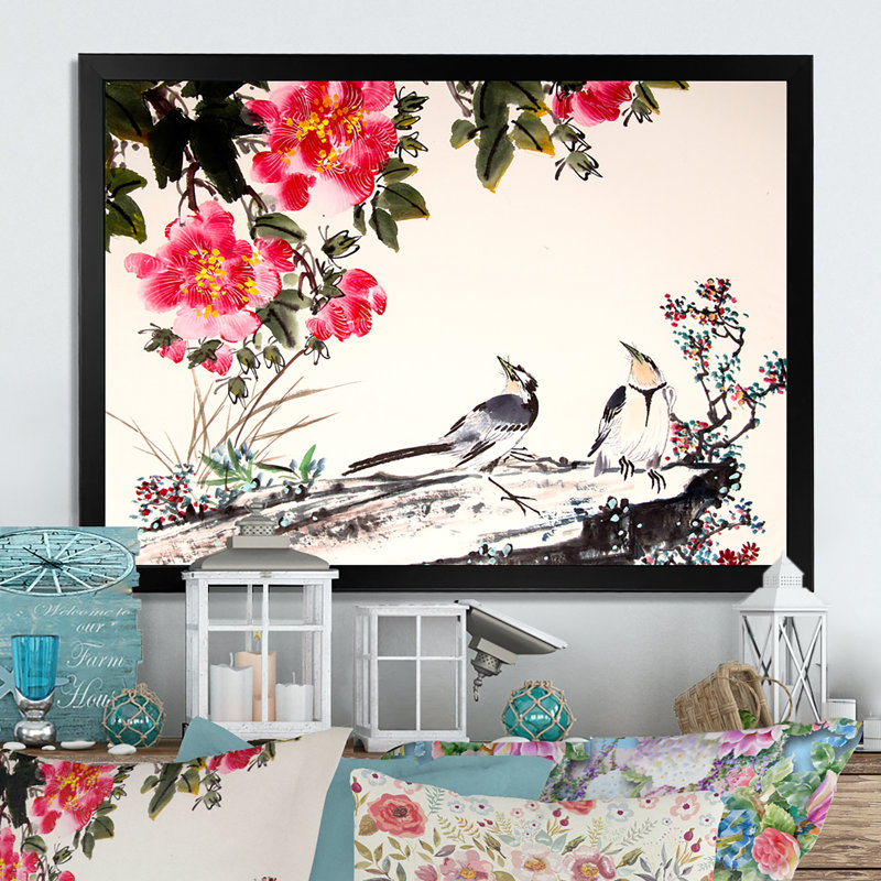 Encre de Chine - reproduction d'art sur toile, Toile avec cadre noir, H 8 po x l 12 po x P 1 po