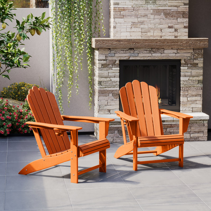 Chaise Adirondack d'extérieur en poly (ensemble de 2), Orange