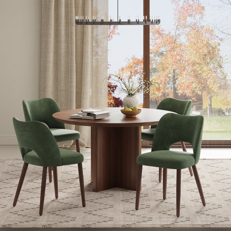  Chaise d'appoint rembourrée en velours avec pieds en bois Modern, Vert