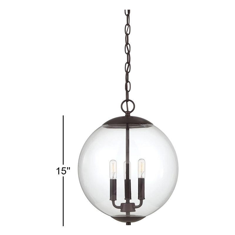 Lustre globe à 3 lumières en bronze huilé Patterson, Bronze huilé