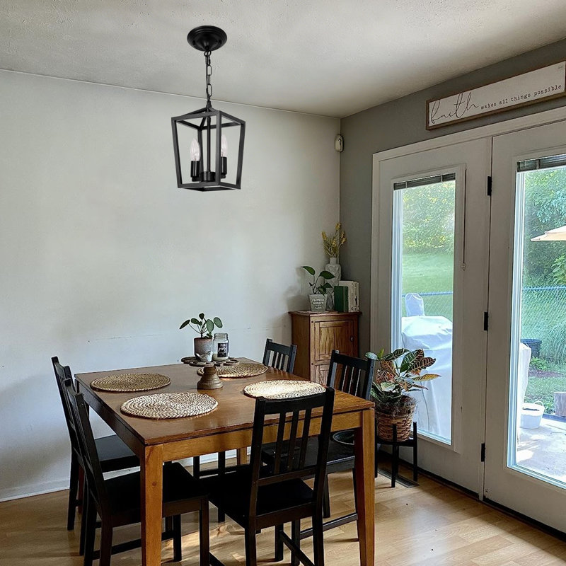 Luminaire suspendu lanterne noir mat à 2 lumières Farmhouse