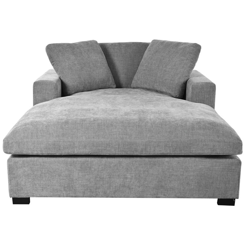 Chaise longue de 53,5 po x 70,9 po - style classique, matériau, pieds en bois massif, structure, assemblage sans effort, confort relaxant très grand, l 53,5 po x P 70,9 po x H 33,1 po, gris, design, confortable Tissu, facile