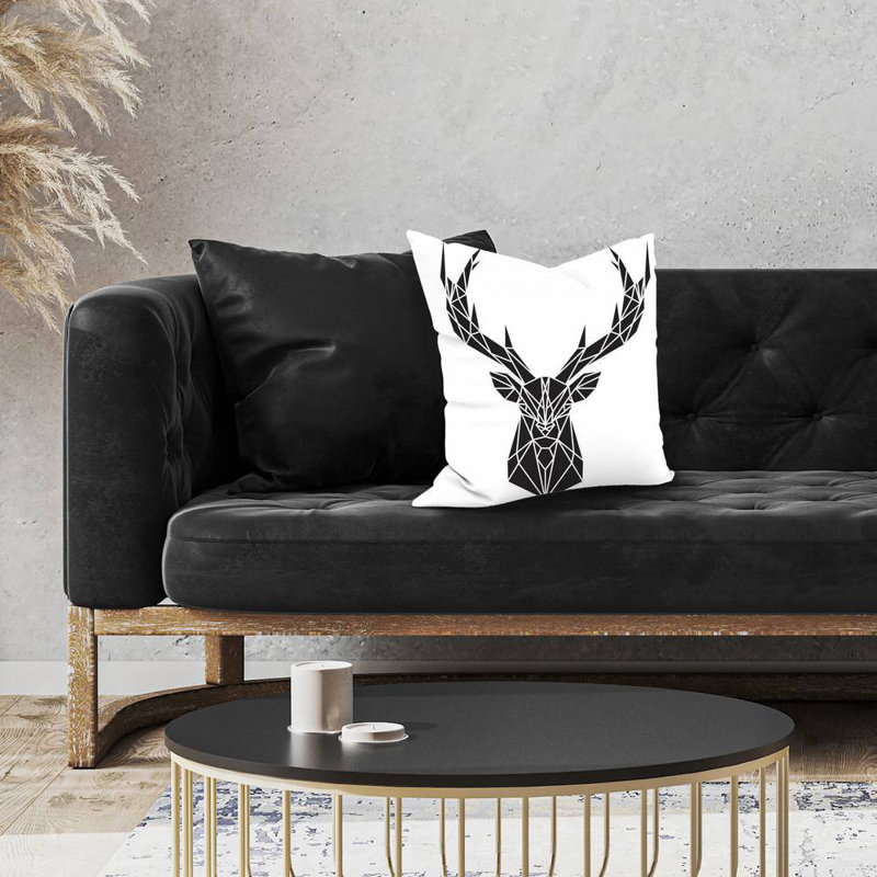 Geometric deer head - 18"x18" Throw pillow cover - Poly twill - Print on demand