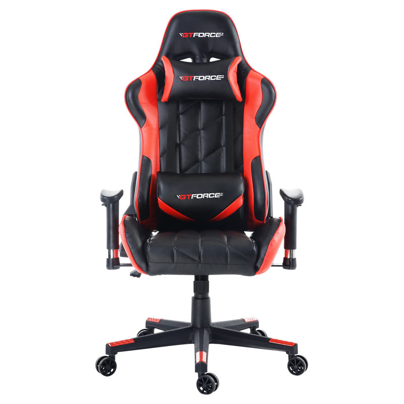 Brayden Studio Foreston Reclining Faux Leather PC & Racing Game Chair, Red/Black