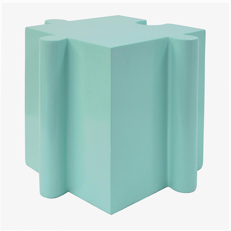 Table d'appoint casse-tête de puzzle, table MGO à bord convexe modulaire - acheter simple ou combiner pour des aménagements personnalisés, intérieur et extérieur, couleur vert clair