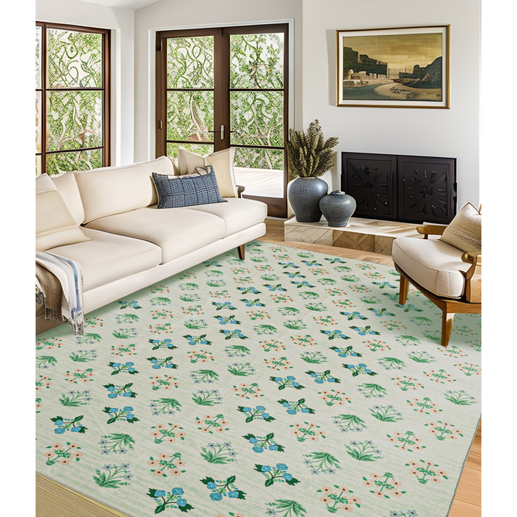 Helenie Vintage Blossom Print Machine Washable Area Rug