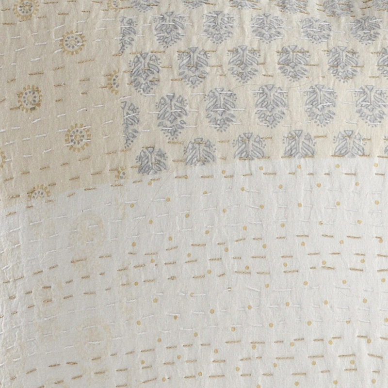 Jeté en coton Kantha Advika, Beige