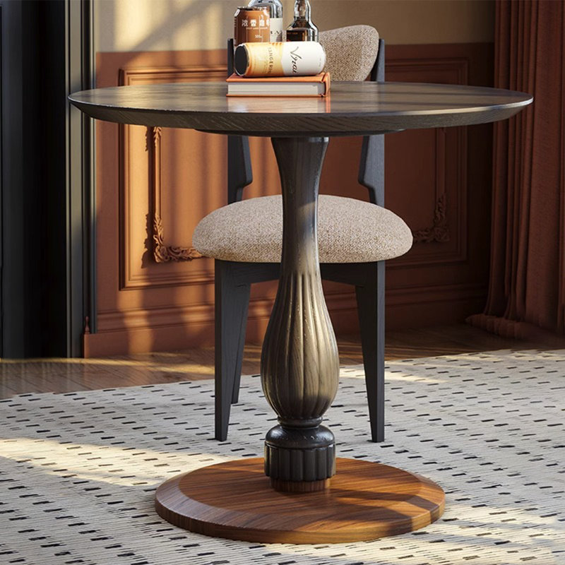 Black&Walnut Round Solid Wood Dining table