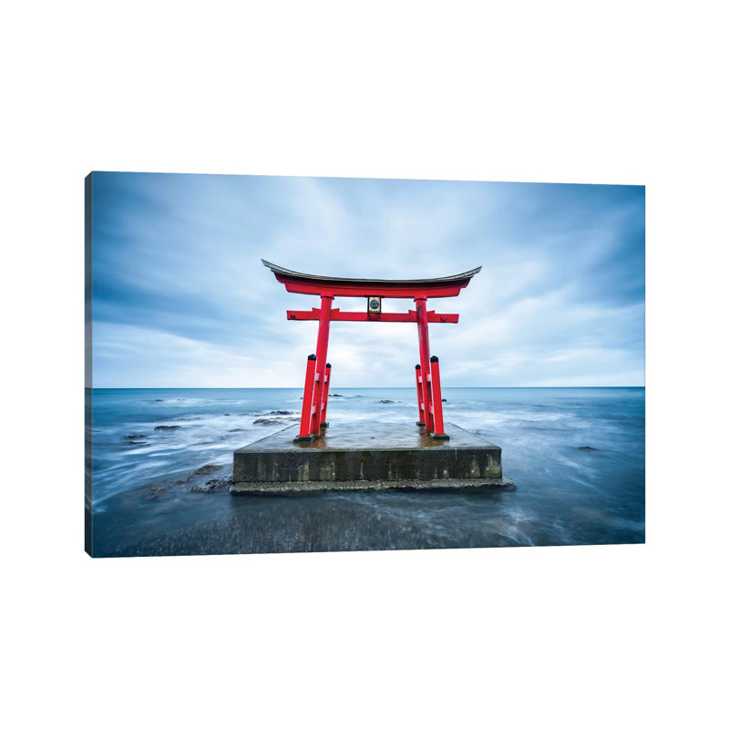 Red Torii Gate In Shosambetsu by Jan Becke - Wrapped Canvas Gallery-Wrapped Canvas Giclée, 20.32cm H x 30.48cm W