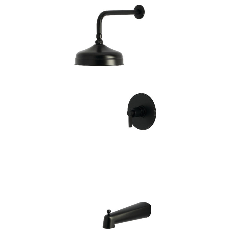 Kingston Brass NuvoFusion Single-Handle Pressure Balanced Tub and Shower Faucet, Matte Black